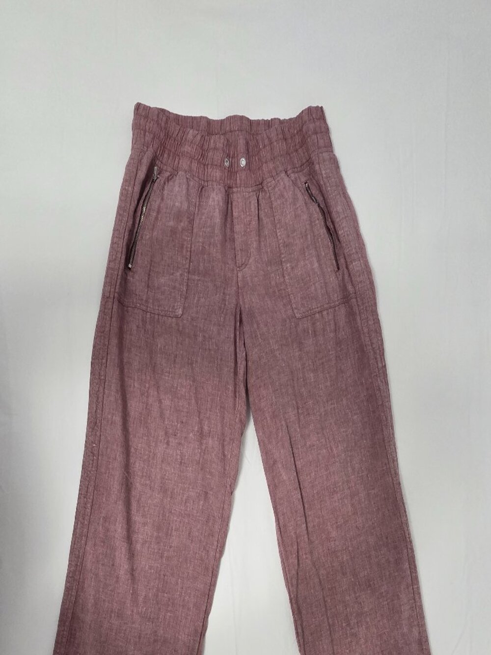 Athleta Cabo wide-leg linen pants, size 14.